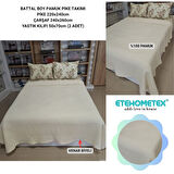 ETEHOMETEX ÇİFT KİŞİLİK HAVUZLU PİKE TAKIMI KREM ÇİÇEKLİ 8696474231927