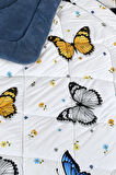 ETE HOMETEX TEK KİŞİLİK LÜX WELSOFT YORGAN SETİ KELEBEK İNDİGO 155X215CM 8696474231930