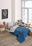 ETE HOMETEX TEK KİŞİLİK LÜX WELSOFT YORGAN SETİ AKSU İNDİGO 155X215CM 8696474231958