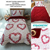 ETE HOMETEX TEK KİŞİLİK LÜX WELSOFT YORGAN SETİ LOVE BORDO 155X215CM 8696474231966