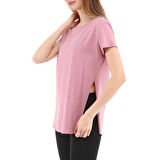 Raru Kadın %100 Pamuk Bisiklet Yaka T-Shirt FUMUS PEMBE