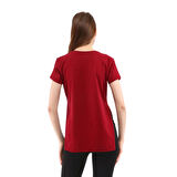 Raru Kadın %100 Pamuk V Yaka T-Shirt FRAGUM BORDO