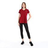 Raru Kadın %100 Pamuk V Yaka T-Shirt FRAGUM BORDO