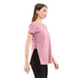 Raru Kadın %100 Pamuk V Yaka T-Shirt FRAGUM PEMBE