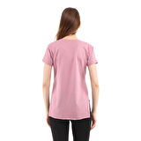 Raru Kadın %100 Pamuk V Yaka T-Shirt FRAGUM PEMBE