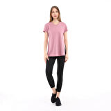 Raru Kadın %100 Pamuk V Yaka T-Shirt FRAGUM PEMBE