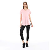 Raru Kadın %100 Pamuk V Yaka T-Shirt FRAGUM PEMBE