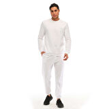 Raru Pamuklu Bisiklet Yaka Basic Sweatshirt OMNIS BEYAZ