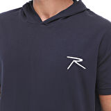 Raru Pamuklu Kapüşonlu Kısa Kollu Sweatshirt OCULUS LACİVERT