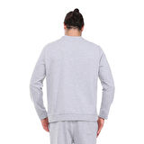 Raru Pamuklu Bisiklet Yaka Basic Sweatshirt PORTA GRİ MELANJ