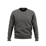 Raru %100 Pamuk Bisiklet Yaka Unisex Basic Sweatshirt AUDAX ANTRASİT MELANJ