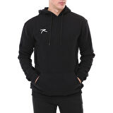 Raru Erkek Pamuklu Kapüşonlu Kalın Basic Sweatshirt LEPIDUS SİYAH