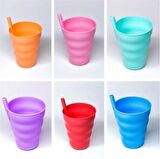  6 Adet Renkli Pipetli Plastik Bardak Pipetli Bardak Pipet Bardak