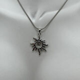 Çelik Silver Güneş Detay Kolye - Silver
