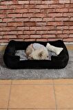 Cookie Pet Dolgulu Kedi Köpek Yuvası 70x50cm Siyah Gri