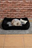 Cookie Pet Dolgulu Kedi Köpek Yuvası 70x50cm Siyah Gri