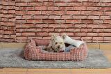 Cookie Pet Dolgulu Kedi Köpek Yuvası 70x50cm Pembe Gri