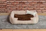 Cookie Pet Dolgulu Kedi Köpek Yuvası 70x50cm Kahve Bej