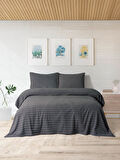 Merinos Modern Twist 3 Parça Çift Kişilik Battaniye Seti Kutulu 220x240 Koyu Gri