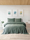 Merinos Modern Twist 3 Parça Çift Kişilik Battaniye Seti Kutulu 220x240 Haki