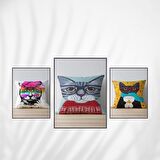 Homeilla Kedi Temelı 3D Dijital Baskı Kırlent Kılıfı 3 Adet KRLO1CAT01