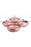 Rose Gold 7 Parça Granit Güveç Set Metal Sap K-541