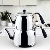 Özkent K-378 Armine Mega Aile Boy 4,9 Litre Çelik Çaydanlık Siyah