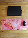 SGE TEKNOLOJİ 70X30 CM FOSFORLU DİKİŞLİ PEMBE MERMER TASARIMI KAYDIRMAZ TABAN SPEED YÜZEY OYUNCU MOUSE PAD GAMİNG