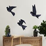 Mouette 3'lü Dekoratif Kuş Siyah