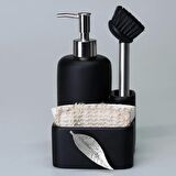 Leaf Fırçalı Sıvılı Süngerlik Siyah Gümüş