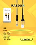 Raedox K03L Usb To Lightning 1M / 3A Kablo