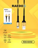 Raedox K03M Usb to Micro 1M / 3A Kablo