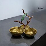25x25 cm Döküm Aliminyum Gold Eskitme 3'lü İkramlık