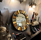 Ahşap Rengi 24 cm Gerçek Kemik Dekoratif Makyaj Aynası