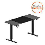 Adore Gaming Maestro-X Yükseklik Ayarlı Oyuncu Masası - Siyah 140x72-117x60 cm