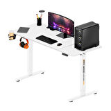 Adore Gaming Maestro-X Yükseklik Ayarlı Oyuncu Masası - Beyaz 140x72-117x60 cm