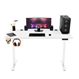 Adore Gaming Maestro-X Yükseklik Ayarlı Oyuncu Masası - Beyaz 140x72-117x60 cm