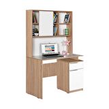 Adore Mobilya Plus Üniteli Çekmeceli Çalışma Masası - Sonoma-Diamond Beyaz