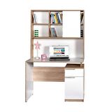 Adore Mobilya Plus Üniteli Çekmeceli Çalışma Masası - Sonoma-Diamond Beyaz