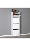 Flat Duo 4 Katlı Ayakkabılık-mat Beyaz 51x157x26 Cm (gxyxd)