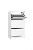 Flat Duo 3 Katlı Geniş Ayakkabılık Dolabı - Beyaz
