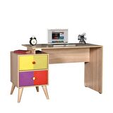 Adore Mobilya Bürotime Sonoma Çalışma Masası Ahşap 75 x 128 cm Çok Renkli 