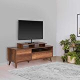 Adore Mobilya Retro Wide Kapaklı Çekmeceli Tv Sehpası-Oslo Ceviz