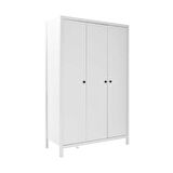 Adore Mobilya Rustik 3 Kapaklı Gardırop-Mat Beyaz 125x196x54 cm (GxYxD)