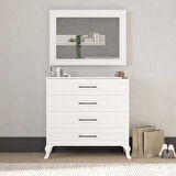 Country Şifonyer Aynası - Mat Lake Beyaz 90x65x4 cm (GxYxD)