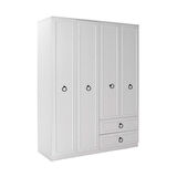 Adore Mobilya Hampton 4 Kapaklı 2 Çekmeceli Gardırop-Mat Beyaz 140x185x52 cm (GxYxD)