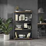 Rio 3 Raflı Kitaplık - Antrasit/Kontra 72x109x34 cm