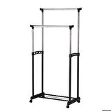 Handy Mate Duo Yükseklik Ayarlı Çift Kollu Elbise Askısı - Siyah/Krom 83x93-168x43 cm