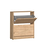Flat Duo 2 Katlı Geniş Ayakkabılık - Florida Meşe 73x84x26 cm
