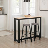 High-Rise 2 Tabureli Yüksek Ayaklı Yemek Masası - Ceviz/ Siyah 120x40x100